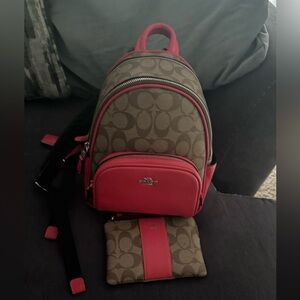 Signature red blocked mini coach book bag purse